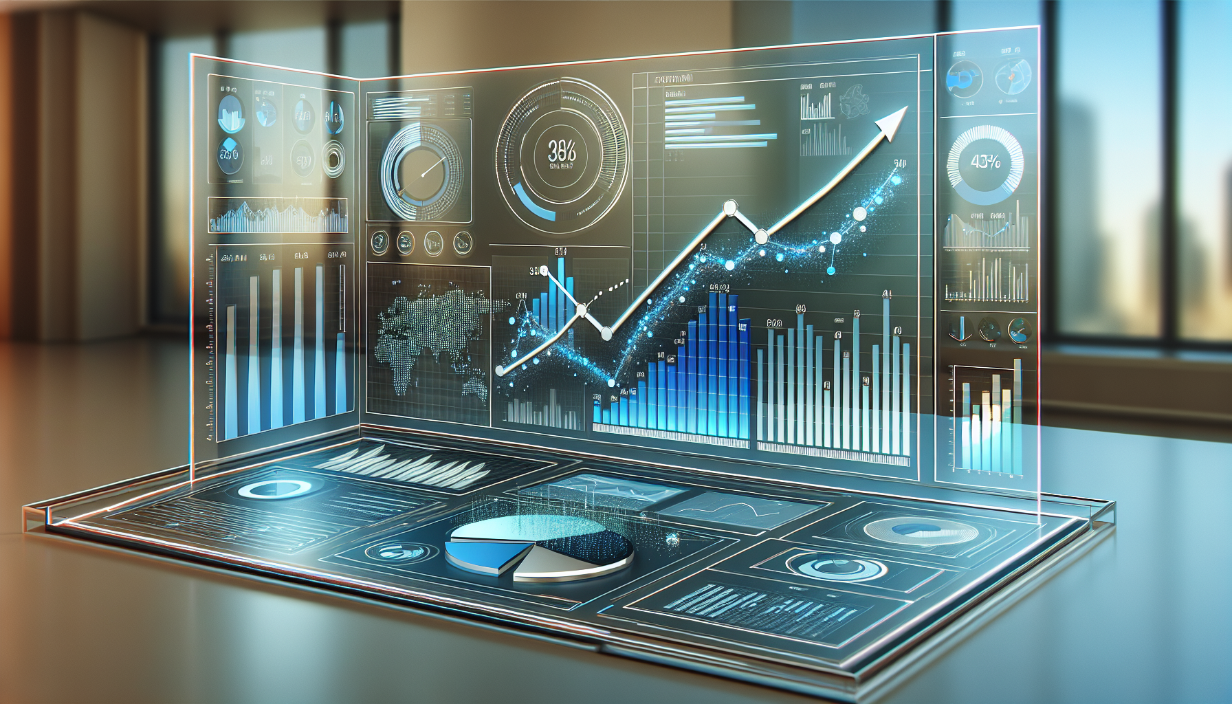 Dashboard analytique moderne avec une courbe de croissance